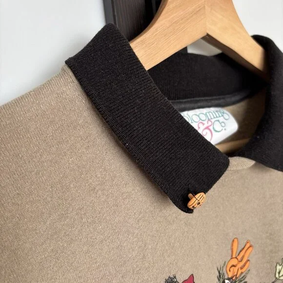 Vintage Halloween Sweatshirt Women’s Large Black Cat Pumpkin Scarecrow 80/90s - Picture 7 of 16